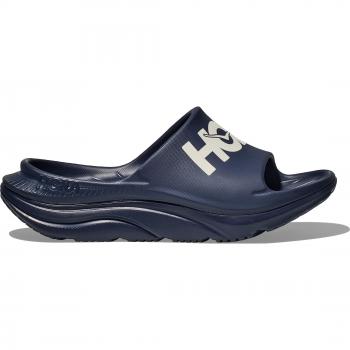 Chanclas de recuperación unisex Hoka Ora Athletic Slide en color azul marino y blanco