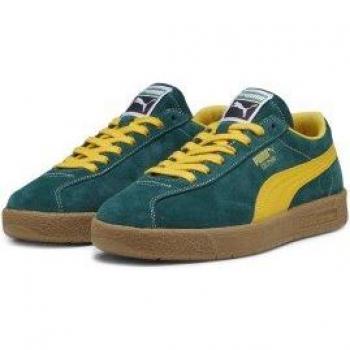 Puma Unisex Leather Sneakers Delphin Green 46 - Casual Low Top with Laces