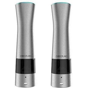 Cecotec Molinillo de Café y Especias Eléctrico InstantMill Press Duo, Cuerpos de Acero Inox, Amoladora Cerámica con Función Press, Molienda ajustable, Ventanas de acrílico, Luz LED incorporada, 2 Uds