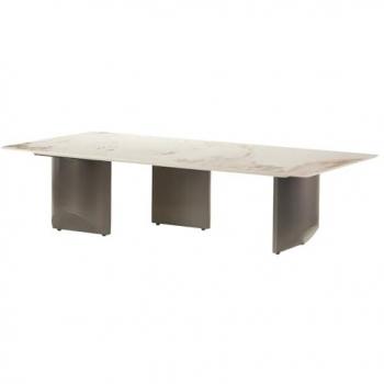 Mesa de Centro Adda Home Kasgar, Marmol Sintético, 140x70x35 cm, Diseño Elegante y Sofisticado, Color Gris/Blanco