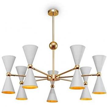 Lámpara de araña moderna Maytoni Vesper colgante 14 luces blanco/oro con tulipas blancas