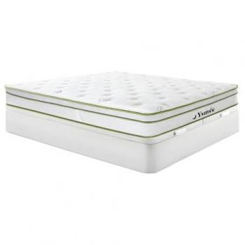 Conjunto de canapé abatible blanco de 180 x 200 cm + colchón de muelles ensacados de 5 zonas y tejido de bambú de 28 cm - PASIR de YSMÉE