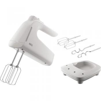 Batidora de Varillas AEG AHM4B, 500W, 5 Velocidades, Función Turbo, Accesorios Inox, Apta para Lavavajillas, Blanca