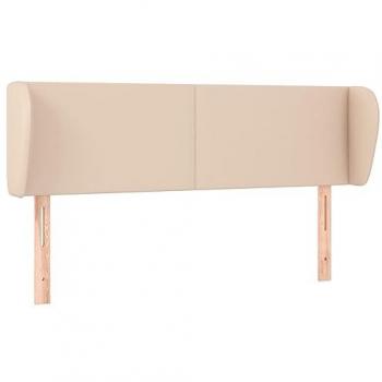 Cabecero Tapizado de Cuero Sintético Color Capuchino con Orejas 147x23x78/88 cm