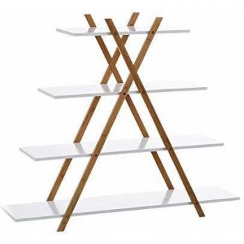 Estantería Blanca de bambú con 4 baldas nórdica para Cuarto de baño Basic - LOLAhome