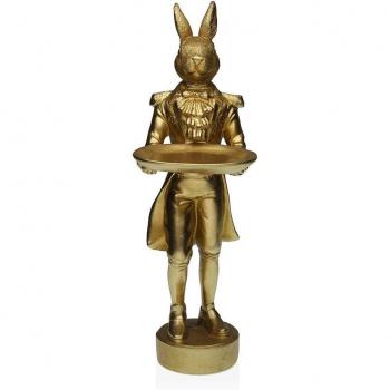 Figura Conejo Dorado Brillante de Resina para Decoración Hogar