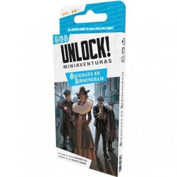 Unlock! Miniaventuras Asesinato en Birmingham - Juego de Cartas de Escape Room, A partir de 10 años, De 1 a 6 jugadores, Duración de 30-45 minutos por partida, Idioma: Español