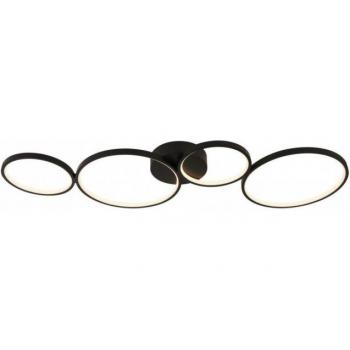 Techo Circo 4 Bombillas LED Anillo, Negro Mate, Diseño Moderno, Acabado Mate, Iluminación Eficiente Energéticamente