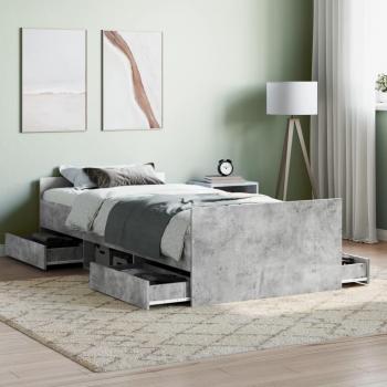 Estructura de cama con cabecero y piecero gris hormigón 90x200cm vidaXL