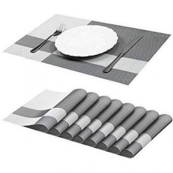 Jujin Juego de 8 Manteles Individuales Antideslizantes, Lavables, PVC, Resistentes al Calor, para Mesa de Comedor