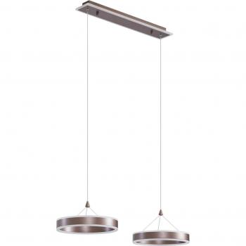 Lámpara colgante LED Kolo, 2 luces, marrón, hierro, atenuable