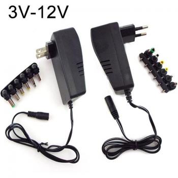 Adaptador de CA y CC Ajustable 3V-12V para Tiras de Luz LED y Cámaras CCTV