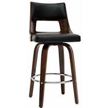 Taburete de bar vintage negro y madera oscura GARBO