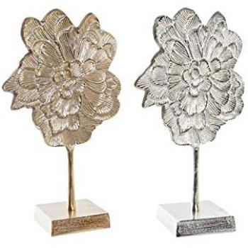 Figura Decorativa DKD Home Decor 22 x 10 x 38 cm Flor Champán Plateado Oriental