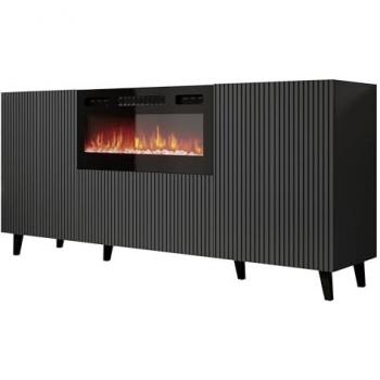 Aparador Charlotte J107 Antracita con LED, Vidrio Templado y 3 Puertas - 181x83x42cm