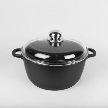 Olla con tapa de aluminio 24 cm, 4,0 L, revestimiento de granito negro/plata Maestro MR-4624C