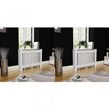 vidaXL Radiator Covers 2 pcs White MDF 112 cm