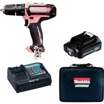 Makita HP333DSAP1 Taladro Percutor Inalámbrico 12V CXT, Color Rosa, con Batería de Ion-Litio, Maletín y Cargador, Velocidad Variable 0