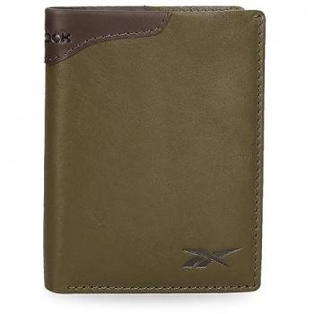 Cartera Vertical Unisex Reebok Club Verde de Piel con Monedero - 8,5x10,5x1 cms