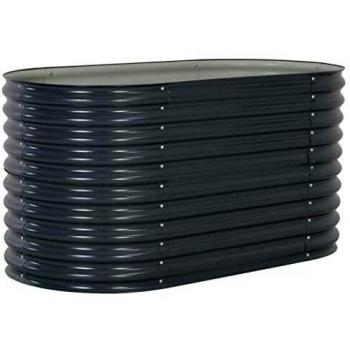 vidaXL Arriate Acero Galvanizado 160x80x81 Gris Macetero Plantador Sembrador