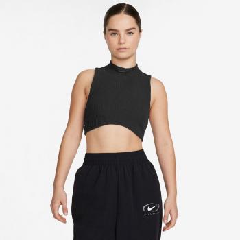 Camiseta de mujer Nike Sportswear Chill Knit - Corta de tirantes, cuello alto, ajuste ceñido, color negro, talla L (EU 44-46)