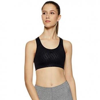 PUMA Sujetador Deportivo 4 Keeps Graphic para Mujer, Negro, Gris Oscuro, Talla XL