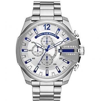 Diesel Men's Mega Chief Analog, Silver Stainless Steel Watch, DZ4477