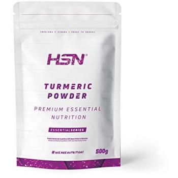 Cúrcuma en Polvo HSN 500 g - 3% Curcumina, 100% Natural Pura Raíz y Rizoma Curcuma longa, Alto contenido en Fibra, No-GMO, Vegano, Sin