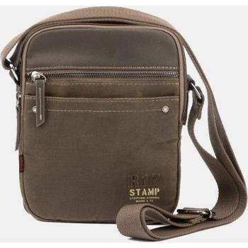 Bandolera Stamp - Taupe con bolsillo frontal y correa ajustable
