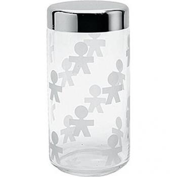 Bote hermético de vidrio Alessi Girotondo 1,5 litros con tapa de acero inoxidable