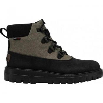 Cómoda Botín mujer TONYA ECO SHIELD de HEY DUDE nubuck negro y tejido gris impermeables, forro cálido, plantilla ergonómica extraíble, plataforma ligera antideslizante altura 2,5 CM
