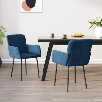 Sillas de comedor de Terciopelo Azul 2 piezas