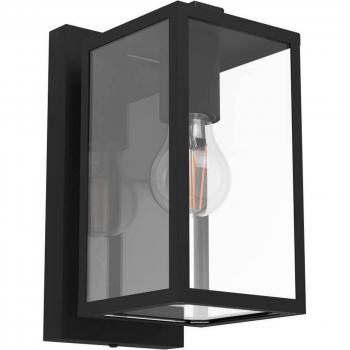 Aplique exterior E27 metal negro y cristal - Budrone
