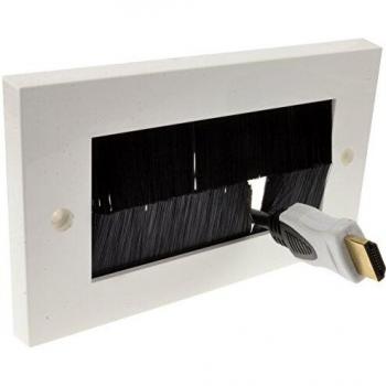 Negro Cepillo Placa Frontal Para Cable Exit/Wall Salida UK Doble Grupo Blanco [White Double]