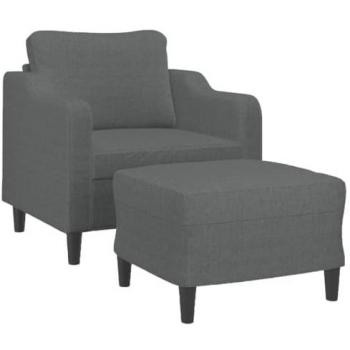 Sillón con reposapiés gris oscuro 60 cm en tela
