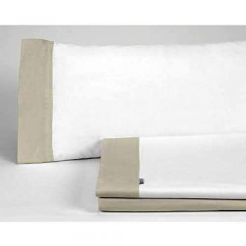 ESTELA - Juego de sábanas Lisos con Aplique Color Blanco-Piedra