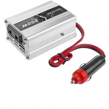 Coche inversor convertidor Conversor Inversor de corriente de coche DC 12 V a AC 220 V 200 W con USB 5 V salida Universal adaptador de viaje