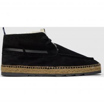 Botines planos de hombre Bergamo Cozy en ante y borreguito con cordones, hechos a mano en serraje, borreguito y entresuela de yute