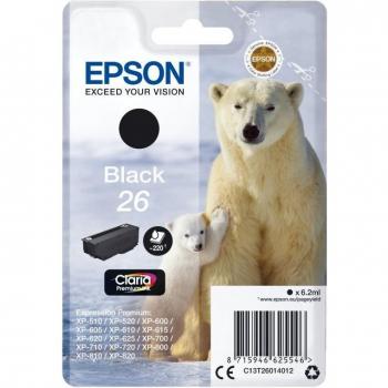 Epson T2601 (26) Cartucho de Tinta Original Negro - 6.2ml - Claria Premium Ink - Oso Polar - C13T26014012