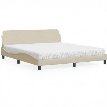 Cama con Colchón Crema 180x200 cm en Tela