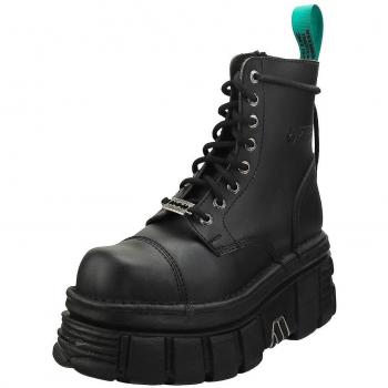 New Rock Vegan Combat Platform Boots - Black - EU 45