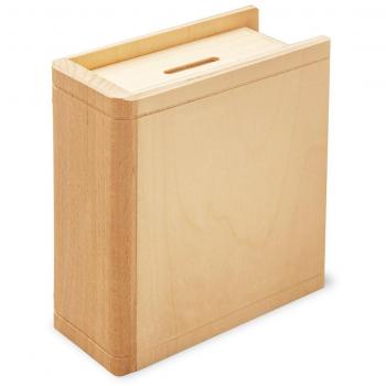 Hucha de madera con forma de libro – Hucha decorativa – Regalo original de cumpleaños – Idea para regalar dinero – Madera de arce – 13,5 cm x 16,5 cm x 6,5 cm