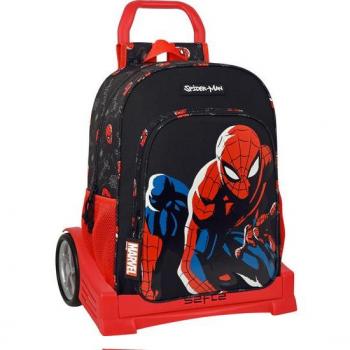 Mochila con Ruedas Spider-Man Hero 180+Carro Evolution Safta 33x42x14 cm