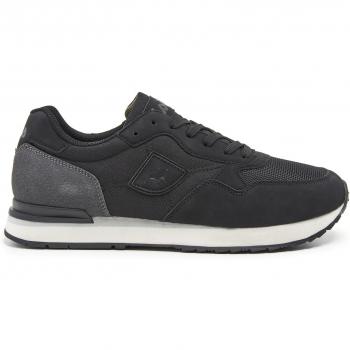 Lois 64401 Zapatillas de hombre negras con cierre de cordones, logo lateral, material sintético y textil