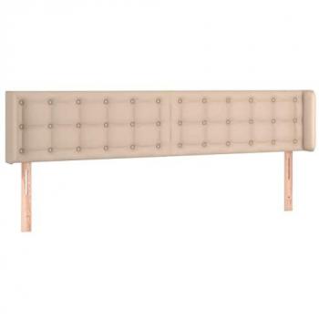 Cabecero de cama con orejas en similpiel color capuchino 203x16x78/88 cm