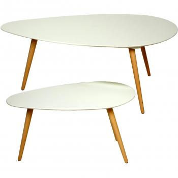 PAME 40761 - Set de 2 mesas auxiliares, madera, 116 x 66 x 45 cm y 75 x 43 x 39 cm