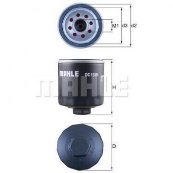 Filtro de aceite MAHLE ORIGINAL OC 1539, tipo: Filtro de aceite, características: diseñado para proporcionar una filtración eficiente del aceite del motor, compatible con múltiples modelos de vehículos, fabricado con materiales de alta calidad para a