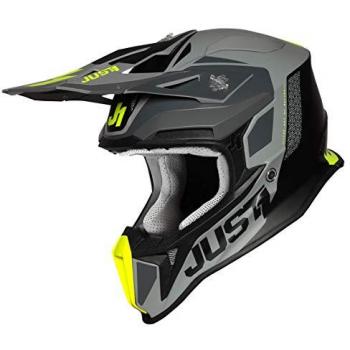 Casco de Motocross Just1 J18 Pulsar Fluorescente Amarillo-Gris-Negro XL