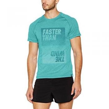 Odlo S/S Aion - Camiseta para Hombre, Otoño-Invierno, Hombre, Color Lake Blue Melange with Print FW17, tamaño Large