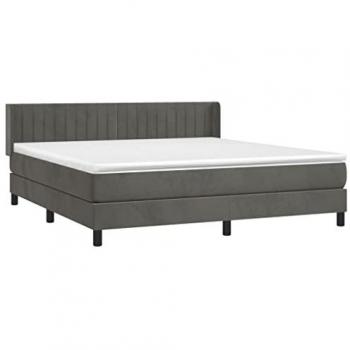 Cama Box Spring con Colchón de Terciopelo Gris Oscuro 160x200 cm